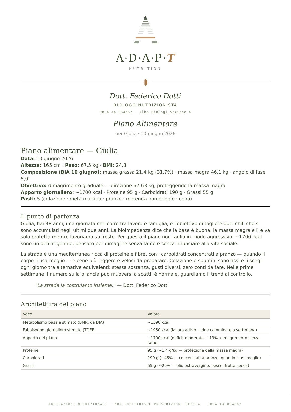 Prima pagina del piano ADAPT: punto di partenza, obiettivo e architettura del piano